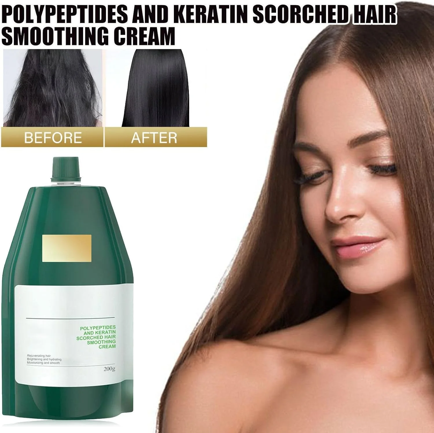 کرم ترمیم کننده و آبرسان مو حاوی کراتین و پلی پپتید، مناسب موهای آسیب دیده و رنگ شده، ماسک مو با خاصیت نرم کنندگی عمیق و احیا کننده