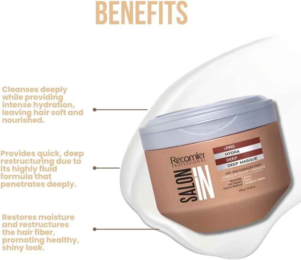 RECAMIER PROFESSIONAL SALON IN +Pro ماسک موی ترمیم کننده و آبرسان عمیق مو 300 گرمی