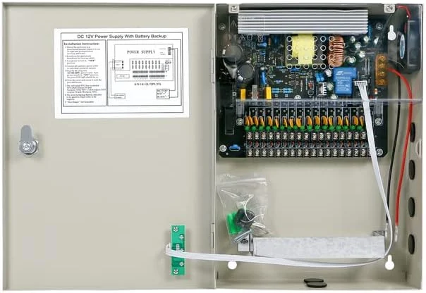 جعبه منبع تغذیه سوییچ 10A 20A 30A UPS با پشتیبانی از باتری 12V UPS برای انواع قفل درب برقی با تاخیر زمانی UPS (UPS-12V 30A 18CH 12V)