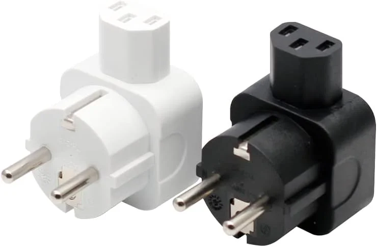 AETOOL - تبدیل کننده دوشاخه EU به IEC320 C13 شوکوس به مادگی IEC320 C13، دوشاخه 2 پین EU به تبدیل PDU/UPS، 10 آمپر 250 ولت (EU به C13 سفید)
