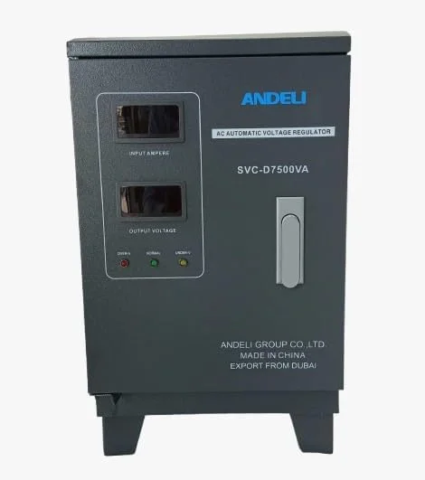 تثبیت کننده ولتاژ اتوماتیک SVC-D7500VA | تک فاز سروو نوع 7500VA (7.5kVA) | نمایشگر دیجیتال LED | ورودی 110V–250V/150V–250V | خروجی 220V ±3% و 110V ±3% | راندمان بالا >90% | حفاظت در برابر ولتاژ بالا/پایین