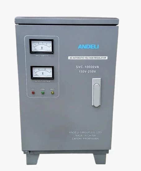 تثبیت کننده ولتاژ اتوماتیک SVC-D10000VA | تک فاز سروو نوع 10000VA (10kVA) | نمایشگر دیجیتال LED | ورودی 110V–250V/150V–250V | خروجی 220V ±3% و 110V ±3% | راندمان بالا >90% | ولتاژ بالا/پایین