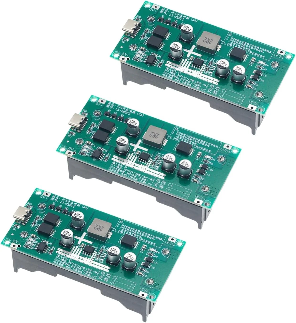 ماژول شارژ تقویتی باتری UPS 15W 3A برای باتری های لیتیومی 18650، تقویت کننده 5 ولت DC-DC، عملکرد شارژ سریع، منبع تغذیه UPS قابل اعتماد، اتصال کوتاه (5 ولت)، 3 عدد