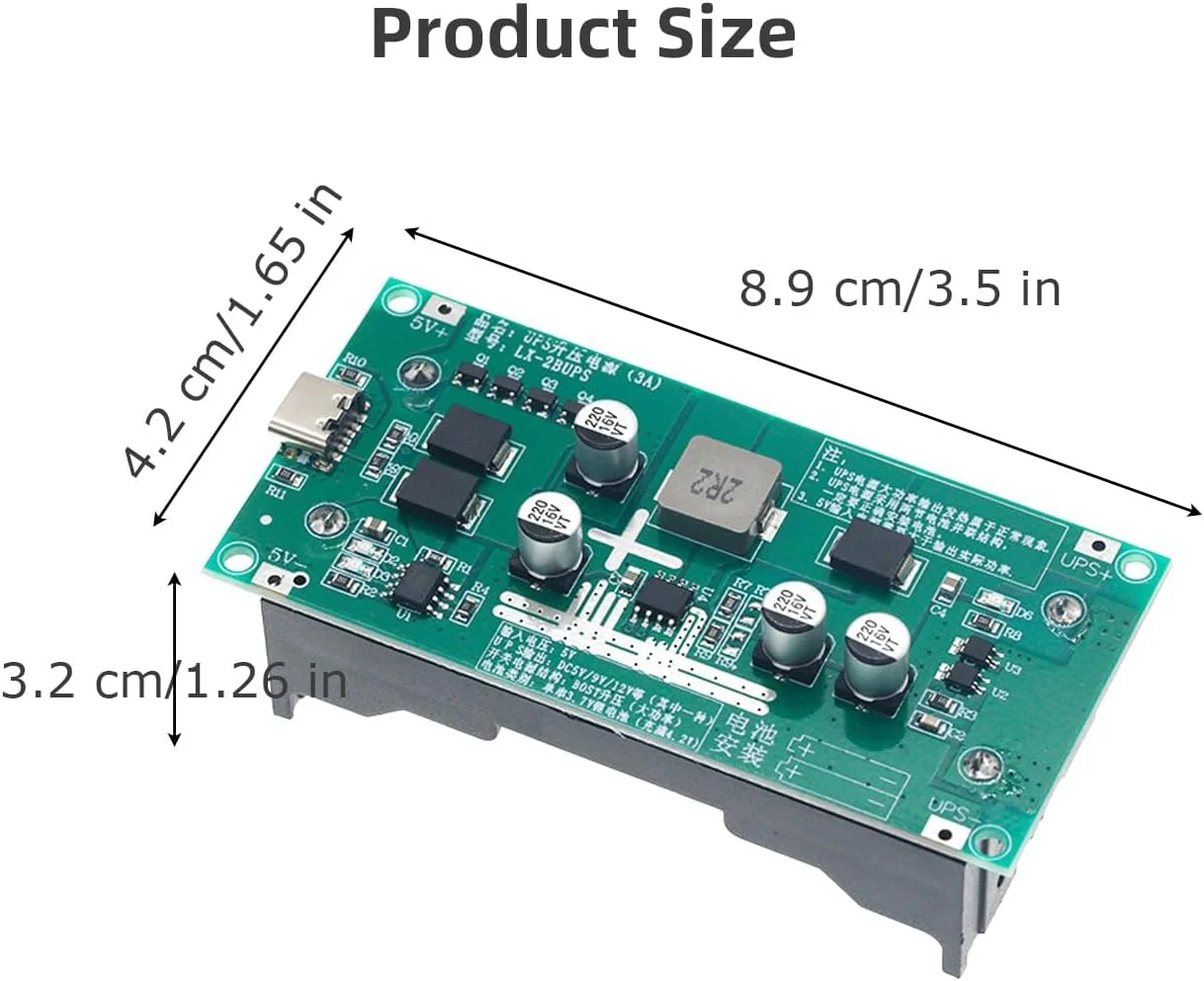 ماژول شارژ تقویتی باتری UPS 15W 3A برای باتری های لیتیومی 18650، تقویت کننده 5 ولت DC-DC، عملکرد شارژ سریع، منبع تغذیه UPS قابل اعتماد، اتصال کوتاه (5 ولت)، 3 عدد