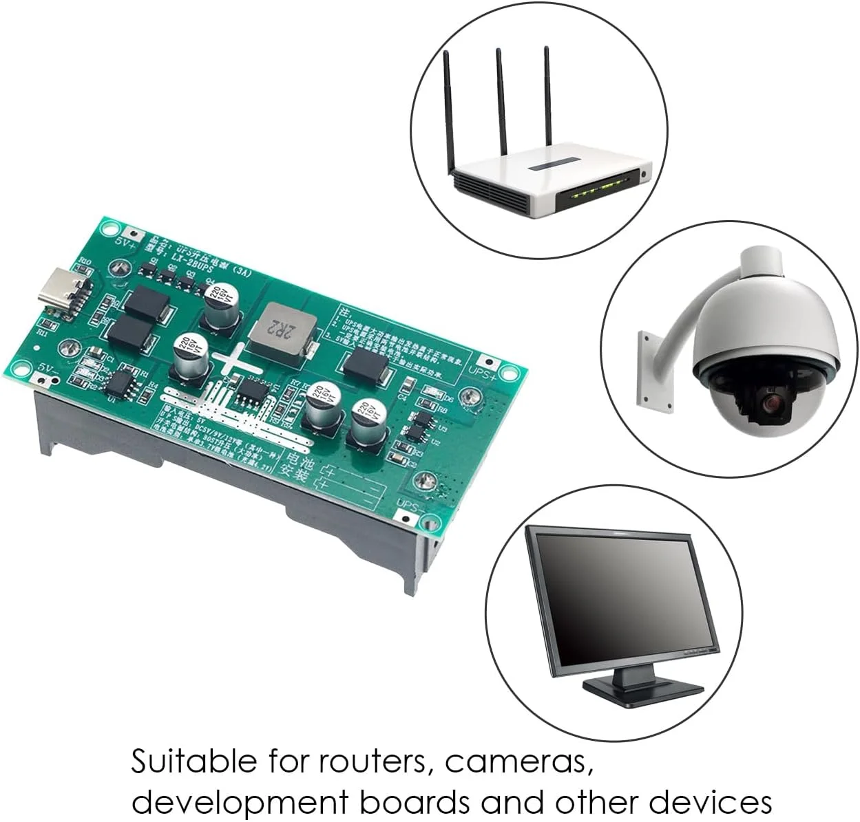 ماژول شارژ تقویتی باتری UPS 15W 3A برای باتری های لیتیومی 18650، تقویت کننده 5 ولت DC-DC، عملکرد شارژ سریع، منبع تغذیه UPS قابل اعتماد، اتصال کوتاه (5 ولت)، 3 عدد