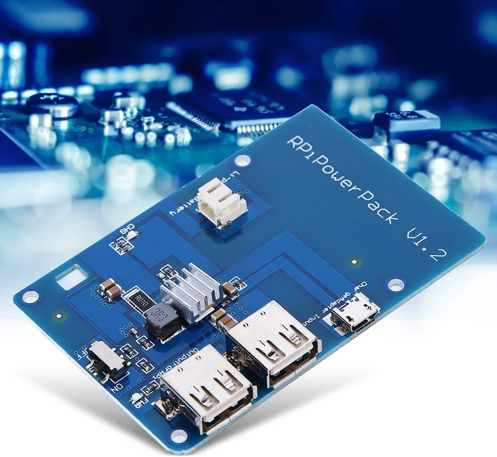برد توسعه باتری لیتیومی UPS، منبع تغذیه مستقل، خروجی USB دوگانه، مناسب برای رزبری پای 3 با ظرفیت 3800 میلی آمپر ساعت