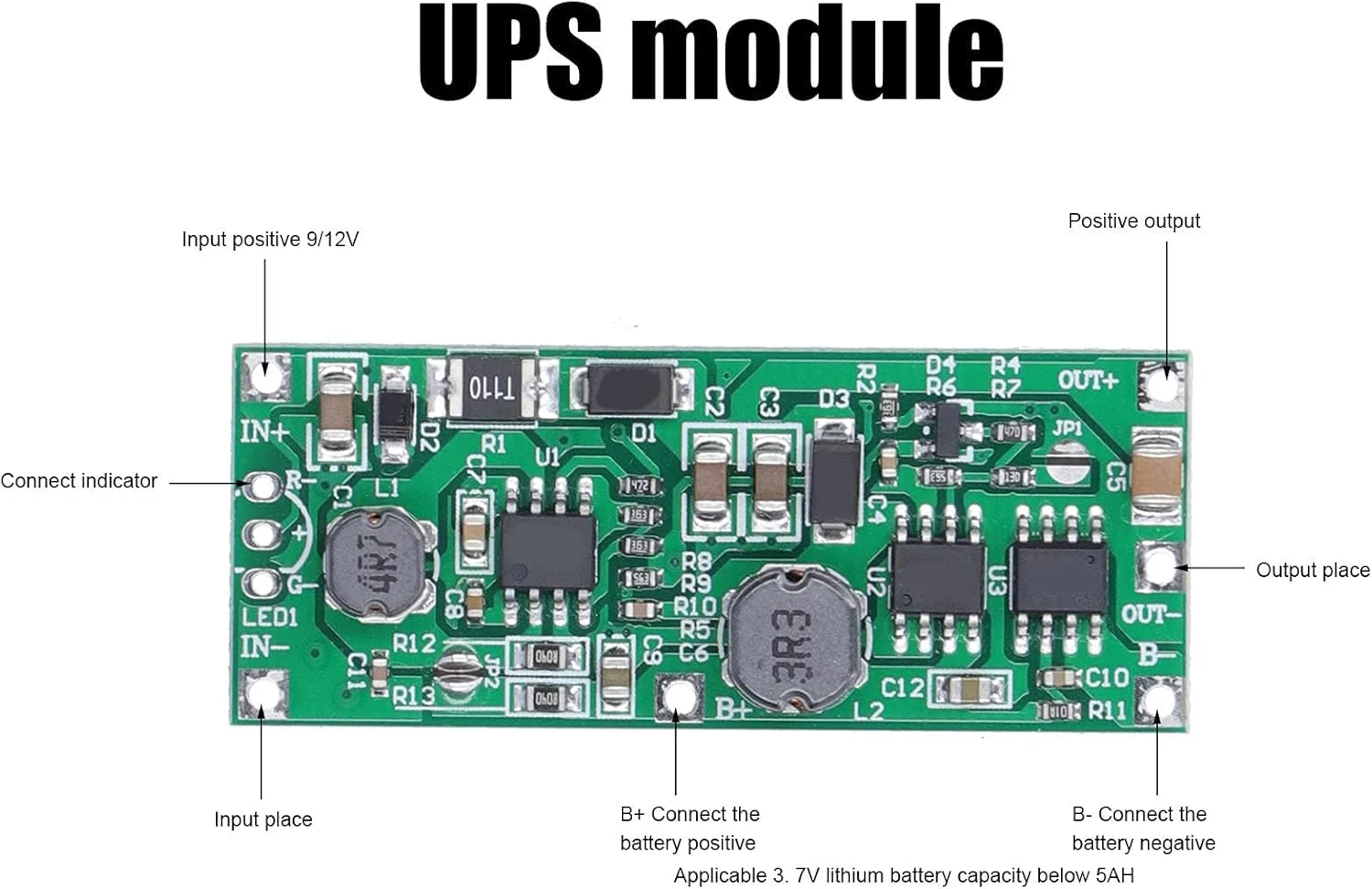 ماژول منبع تغذیه پشتیبان باتری UPS برای روترها، سوییچ ها و دوربین ها (9 ولت)