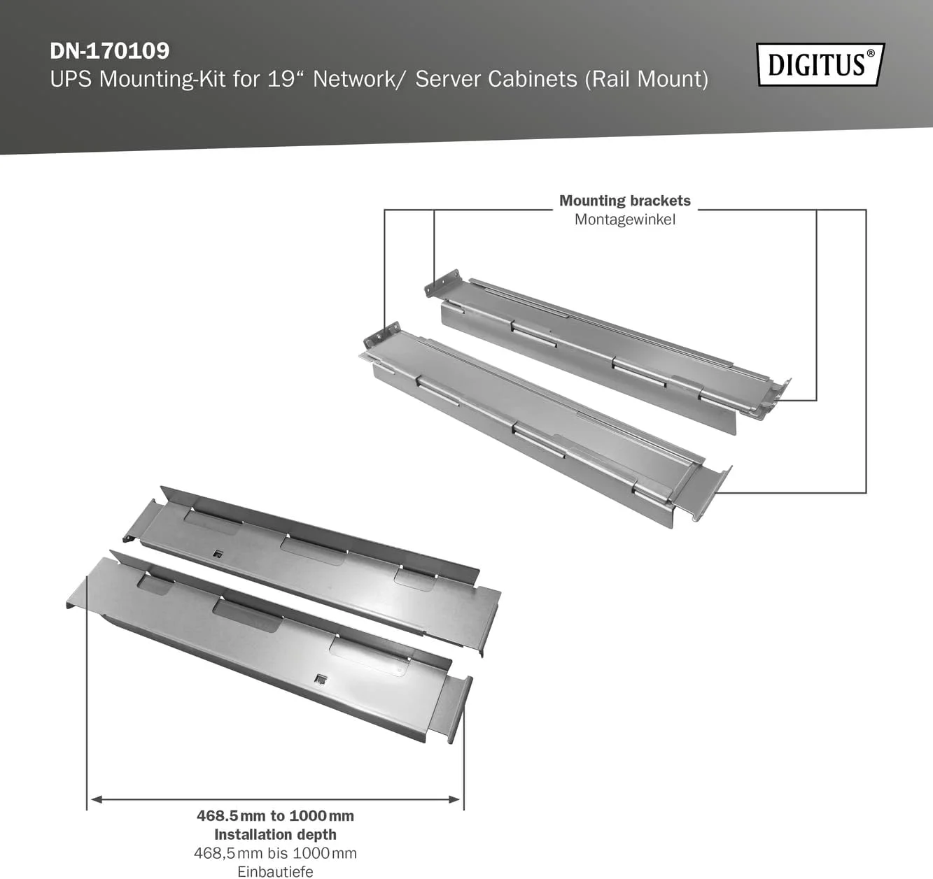 کیت نصب UPS دیجی توس برای رک های شبکه/سرور 19 اینچی (ریل پروفیل)