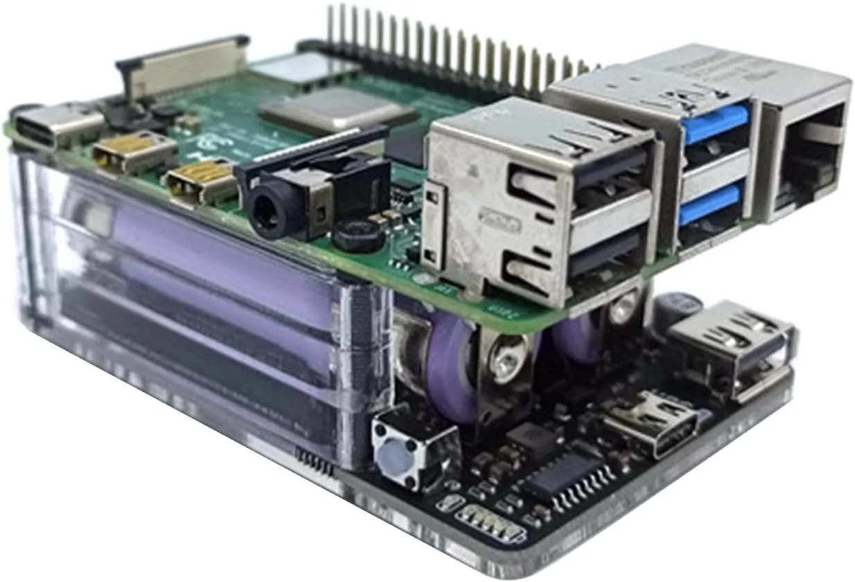 برد توسعه منبع تغذیه UPS برای رزبری پای با تشخیص اتصال برق خارجی و نشانگر باتری