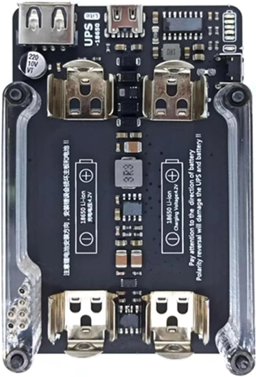 برد توسعه منبع تغذیه UPS برای رزبری پای با تشخیص اتصال برق خارجی و نشانگر باتری