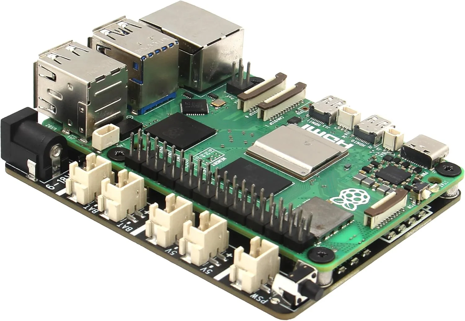 محافظ برق 5V مدل Geekworm X1203 برای رزبری پای 5 | حداکثر خروجی 5.1V 5A | ورودی گسترده 6-18V | روشن شدن خودکار | خاموش شدن ایمن | تشخیص قطع برق