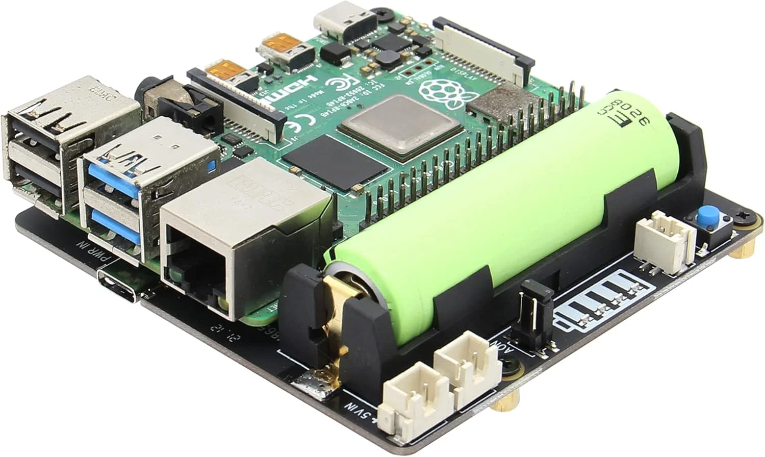 Geekworm Raspberry Pi 4 UPS X703، محافظ منبع تغذیه بدون وقفه فوق العاده فشرده 18650 با روشن شدن خودکار فقط برای رزبری پای 4 مدل B