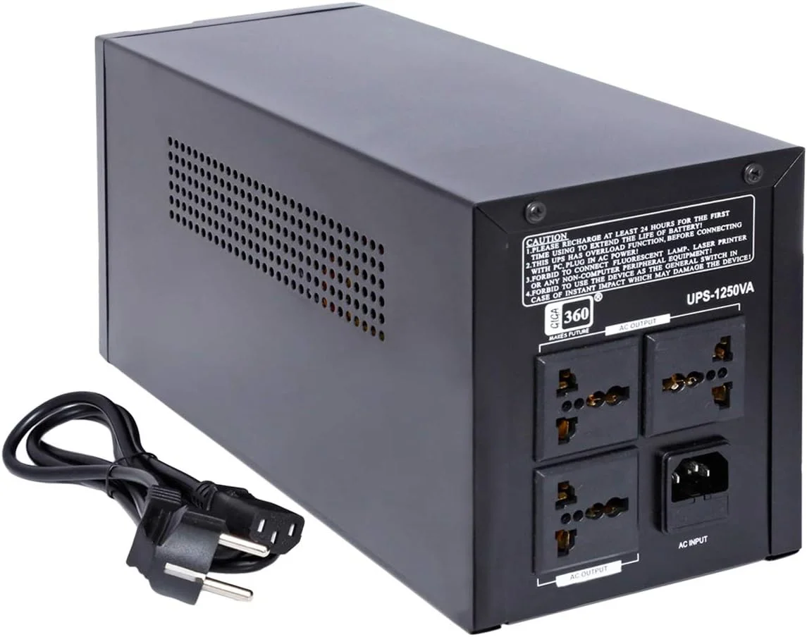 یو پی اس هوشمند گیگا 360 مدل UPS-1250VA با ظرفیت 1250VA و نمایشگر LCD، رنگ مشکی، مناسب رک