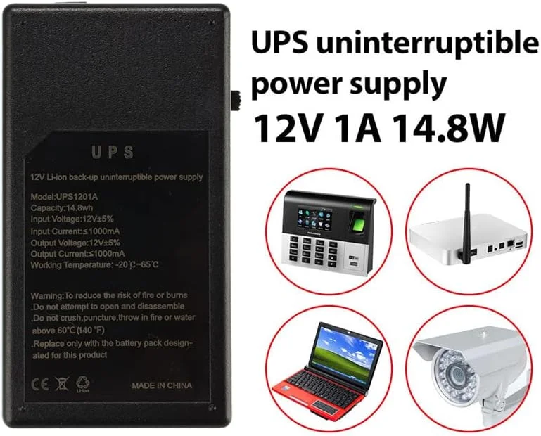 منبع تغذیه پشتیبان چند منظوره مینی UPS هایژی 12 ولت 1 آمپر 14.8 وات، منبع تغذیه بدون وقفه هوشمند