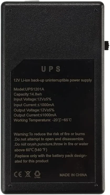 منبع تغذیه پشتیبان باتری چند منظوره مینی UPS هایژی 12 ولت 1 آمپر 14.8 وات، منبع تغذیه هوشمند بدون وقفه