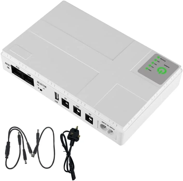 منبع تغذیه بدون وقفه کوچک قابل حمل 10400 میلی آمپر ساعت 5 ولت، 9 ولت، 12 ولت چند منظوره برای پشتیبان گیری باتری مینی وای فای دوربین مداربسته (رنگ: 10400 میلی آمپر ساعت-UK-2A)