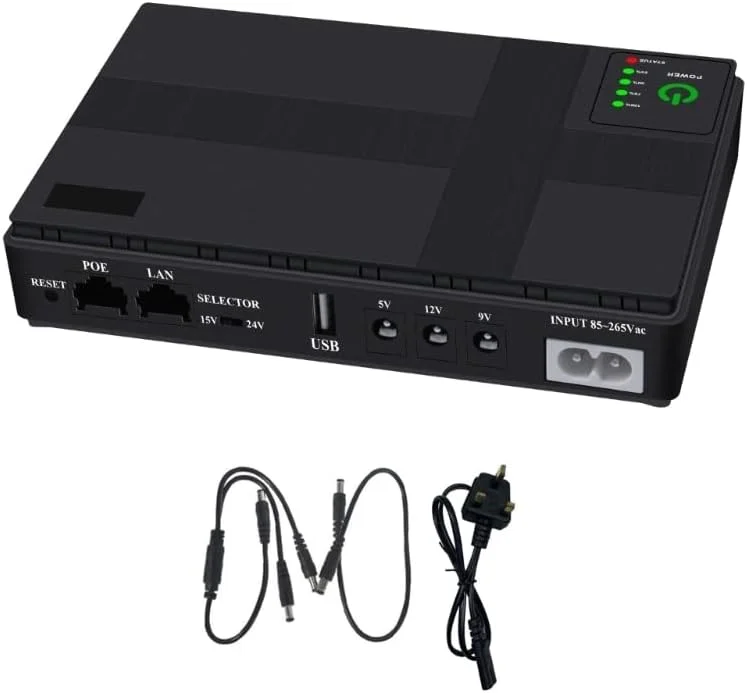 منبع تغذیه بدون وقفه کوچک قابل حمل HAIZHI با ظرفیت 10400 میلی آمپر ساعت 5 ولت، 9 ولت، 12 ولت، باتری پشتیبان چند منظوره مینی UPS برای دوربین مداربسته وای فای (رنگ: 10400 میلی آمپر ساعت-UK-2A-01)