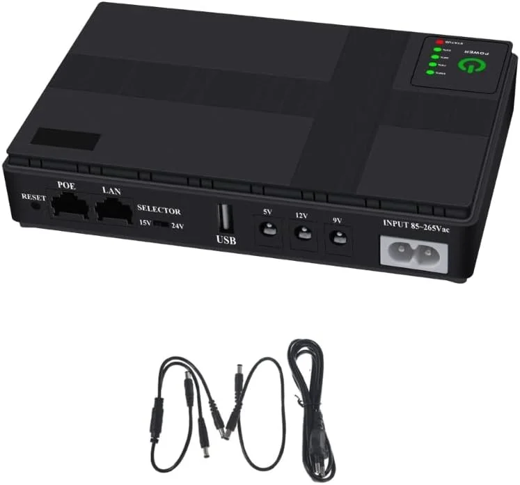 منبع تغذیه بدون وقفه کوچک قابل حمل HAIZHI با ظرفیت 10400 میلی آمپر ساعت 5 ولت، 9 ولت، 12 ولت، باتری پشتیبان چند منظوره مینی UPS برای دوربین مداربسته وای فای (رنگ: 10400 میلی آمپر ساعت-EU-2A-01)