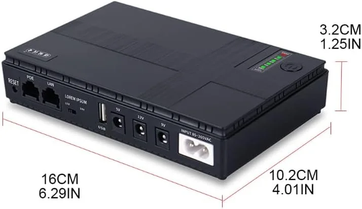 منبع تغذیه بدون وقفه کوچک قابل حمل HAIZHI با ولتاژهای 5 ولت، 9 ولت و 12 ولت و باتری پشتیبان چند منظوره