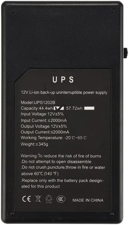 منبع تغذیه پشتیبان بدون وقفه 12 ولت 2 آمپر 57.72 وات برای دوربین و روتر