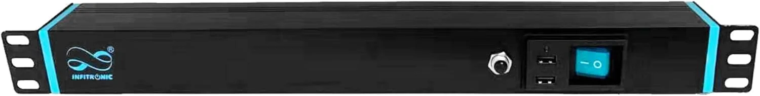 اینفิตรونیک - INSV1011 – پی دی یو ۱۹ اینچ ۱ یونیت ۶ راهه با محافظت از نوسانات برق + 6 عدد پاور تویست True1+ و 2 عدد شارژ USB