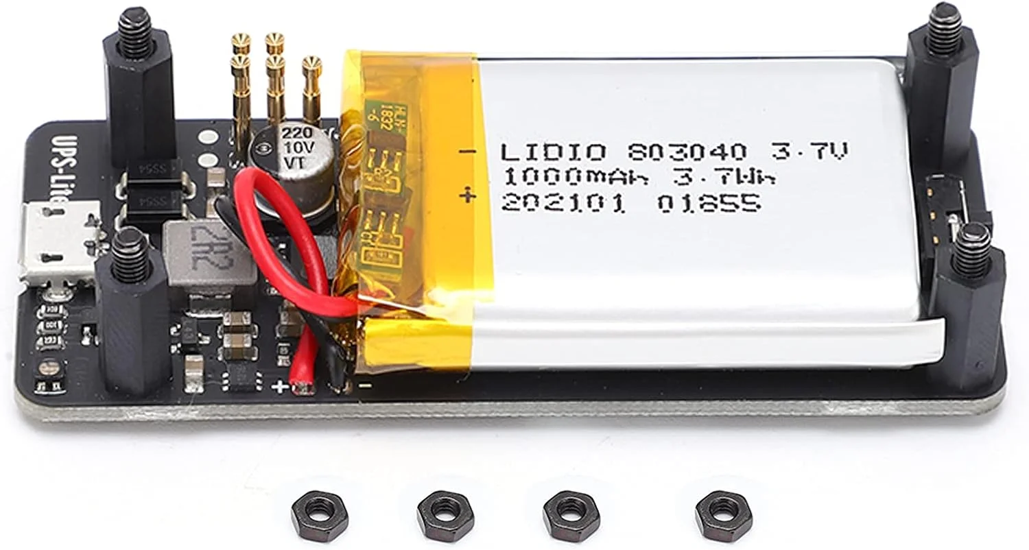 برد تغذیه MAX17040G با باتری یکپارچه 1000 میلی آمپر ساعتی، تشخیص اتصال برق خارجی، شارژ و دشارژ و نشانگر وضعیت شارژ دو رنگ