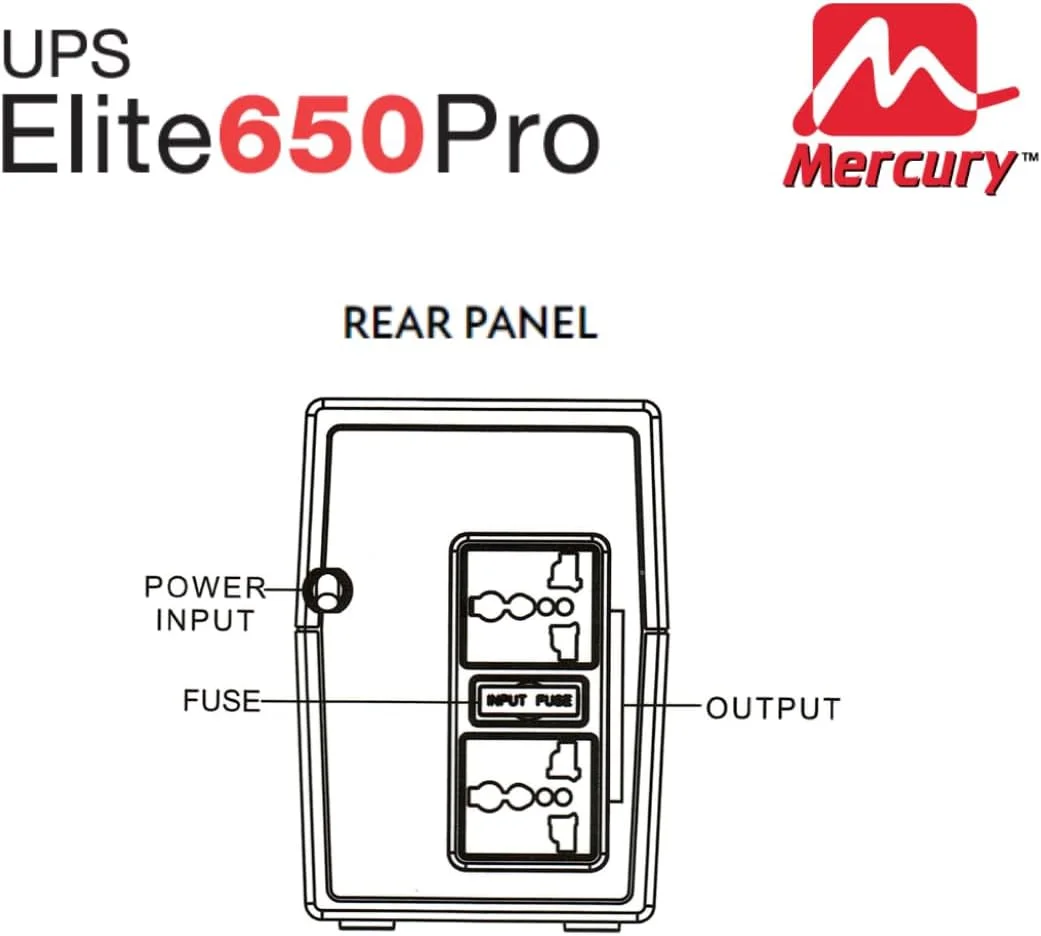 MERCURY ELITE 650 PRO، 650VA/390W، آفلاین، 2 عدد سوکت یونیورسال، باتری 7.5AH