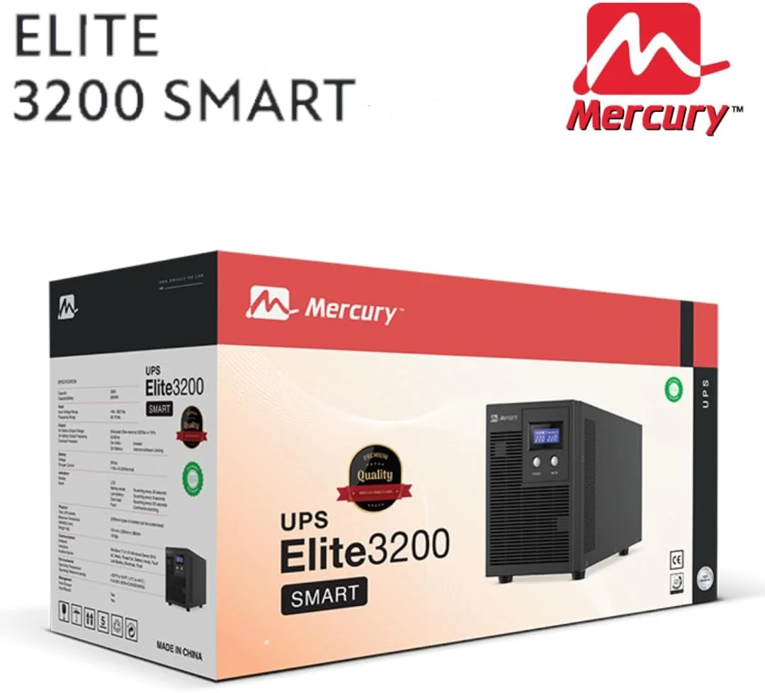 یو پی اس هوشمند مرکوری الیت 3200VA، 3200VA/2000W، آفلاین، نسخه LCD، با 4 عدد باتری 12V/9AH