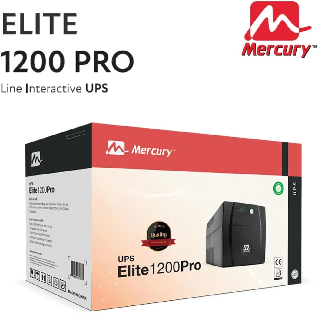 یو پی اس مرکوری الیت 1200 پرو، 1200VA/720W، آفلاین، 4 پریز یونیورسال، 2 باتری