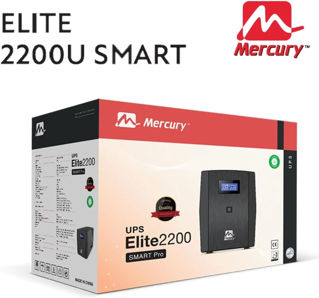 یو پی اس هوشمند مرکوری Elite 2200، 2200VA/1320W، آفلاین، نمایشگر LCD، پورت USB، 4 پریز یونیورسال