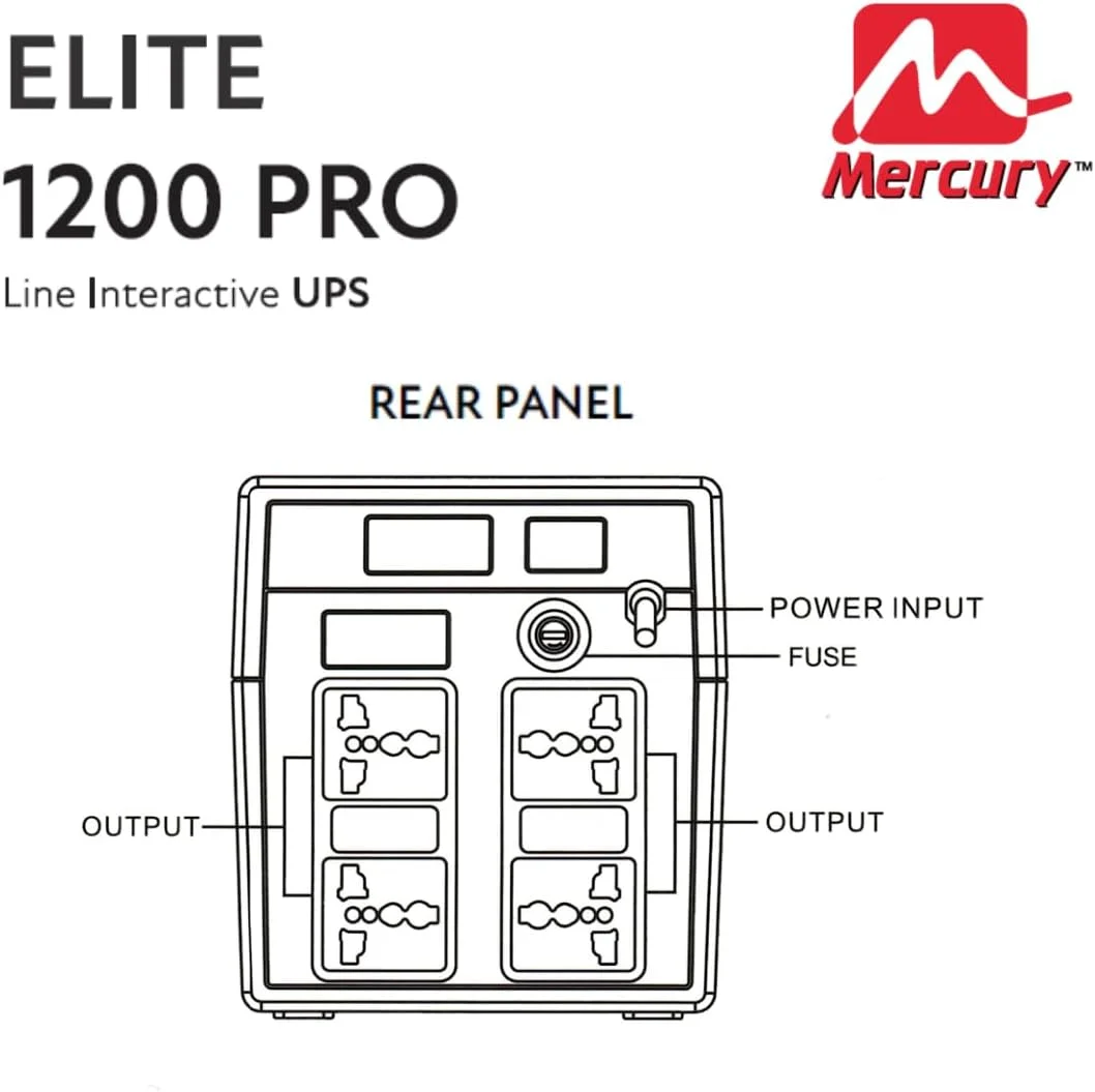 یو پی اس مرکوری الیت 1200 پرو، 1200VA/720W، آفلاین، 4 پریز یونیورسال، 2 باتری