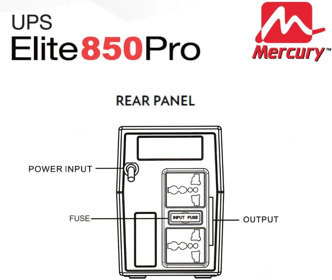 منبع تغذیه آفلاین مرکوری Elite UPS 850 Pro، با توان 850VA/510W، دارای 2 پریز یونیورسال و باتری 9AH