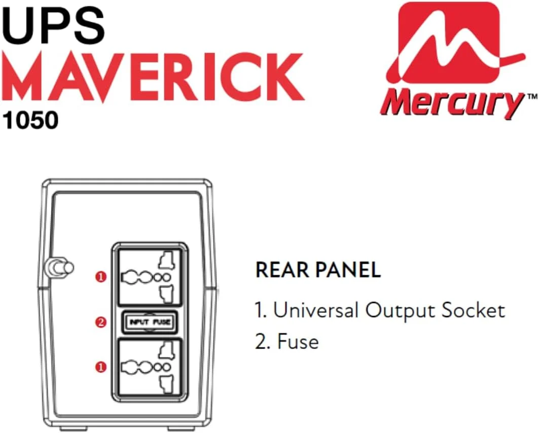 منبع تغذیه اضطراری مرکوری ماوریک 1050VA/630W، آفلاین، 2 پریز یونیورسال، باتری 9 آمپر ساعت