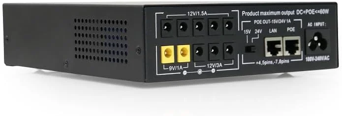 منبع تغذیه پشتیبان چند منظوره NCTS مدل NU60WP با خروجی DC 9VDC/12VDC – مناسب برای دوربین مداربسته و DVR، وای فای، مودم/روتر، VOIP، قابلیت POE با انتخاب 15/24 ولت – توان 60 وات