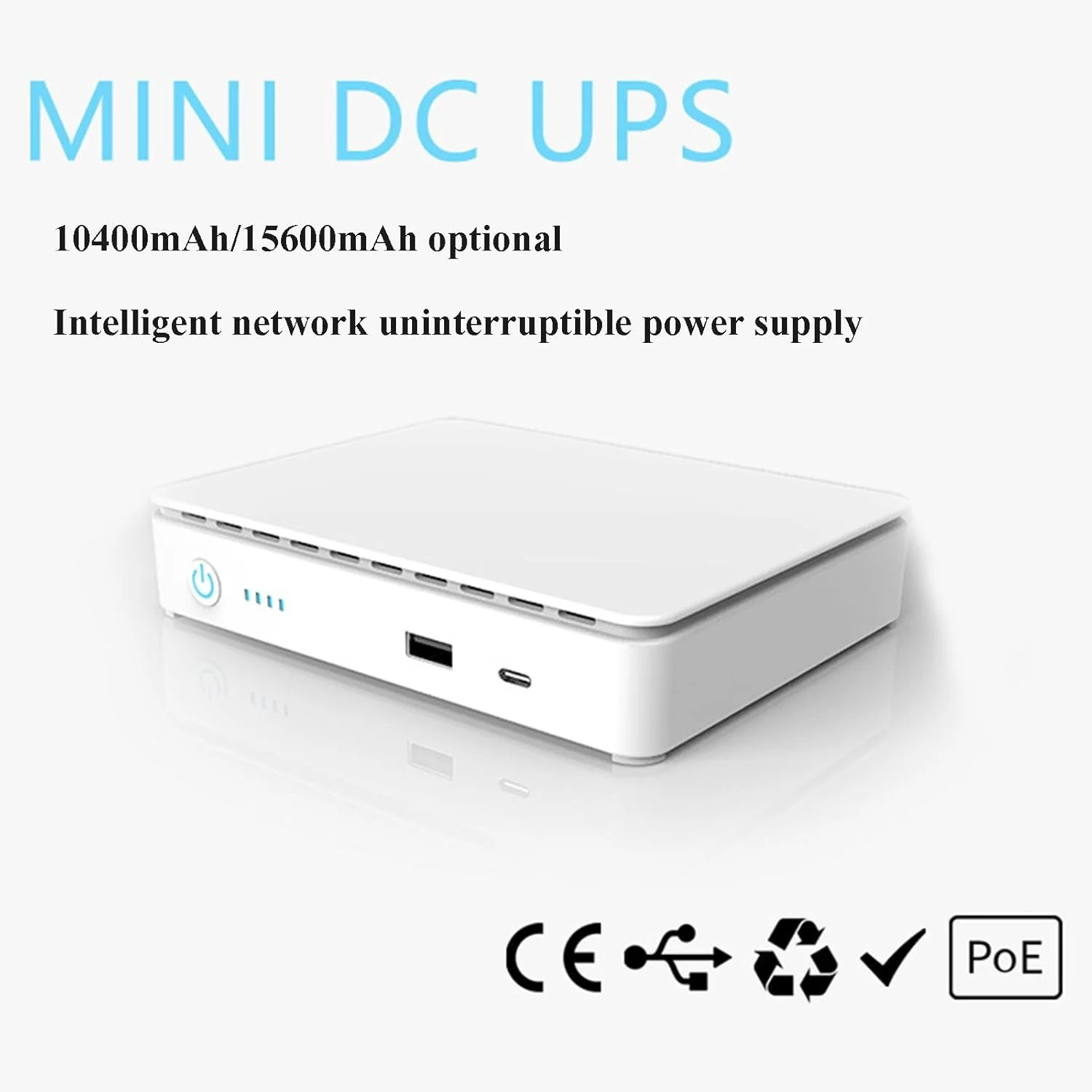 منبع تغذیه مینی DC UPS اوسماری 5 ولت 9 ولت 12 ولت برای روتر، مودم نوری، POE با عمر باتری طولانی، 10400mAh