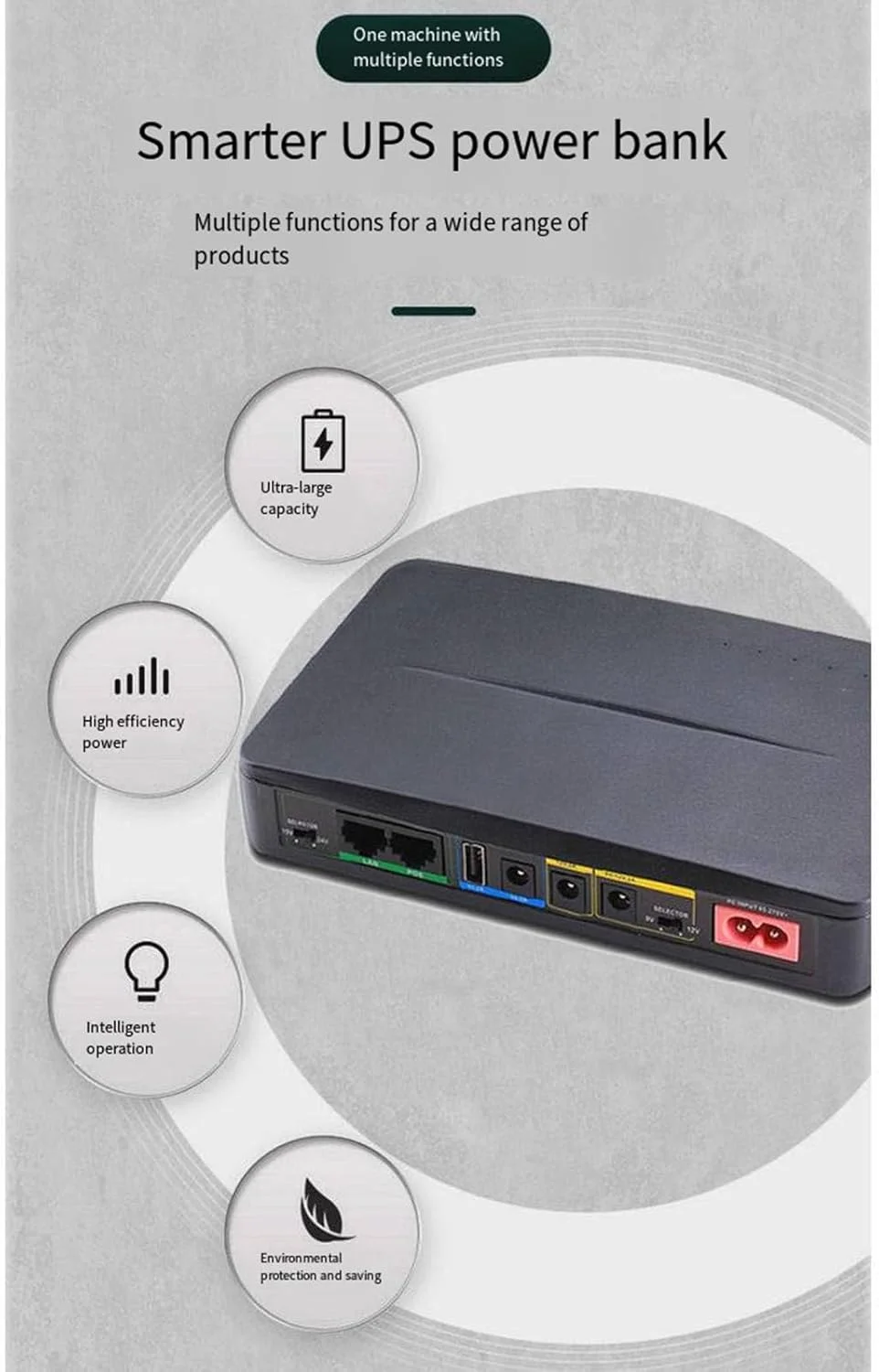 منبع تغذیه بدون وقفه OSMARI POE DC UPS، منبع تغذیه پشتیبان 5V9V12V24V، مینی UPS روتر، نظارت بر Cat نوری، سفید