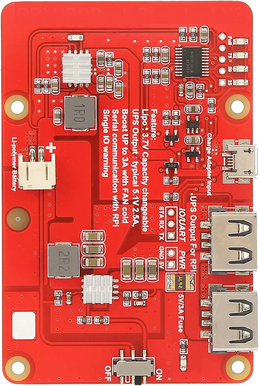 برد توسعه UPS باتری لیتیومی 4000mAh با جریان اضافه، حالت‌های کاری دوگانه و نمایشگر LED، ایده‌آل برای علاقه‌مندان و استفاده در محیط‌های داخلی
