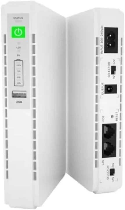 منبع تغذیه قابل حمل POE-432 مینی DC UPS تک فاز باتری لیتیومی نوع آنلاین 8800mah 10000mah مینی UPS برای شبکه فرکانس 60 هرتز - (سفید)