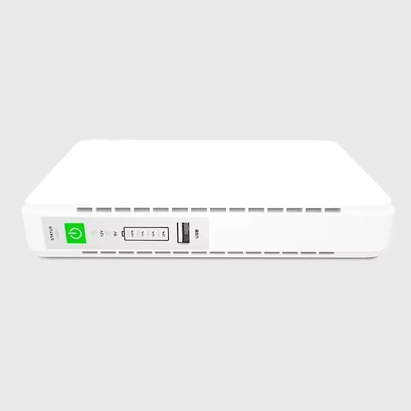 منبع تغذیه قابل حمل POE432 مینی DC UPS تک فاز باتری لیتیومی نوع آنلاین 8800MAH10000mah مینی UPS برای شبکه فرکانس 60 هرتز. (سفید)