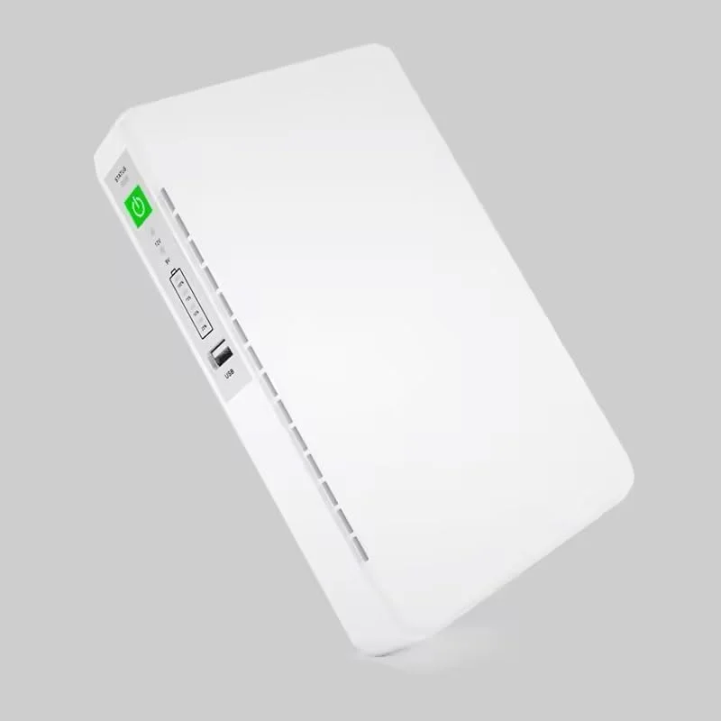 منبع تغذیه قابل حمل POE432 مینی DC UPS تک فاز باتری لیتیومی نوع آنلاین 8800MAH10000mah مینی UPS برای شبکه فرکانس 60 هرتز. (سفید)