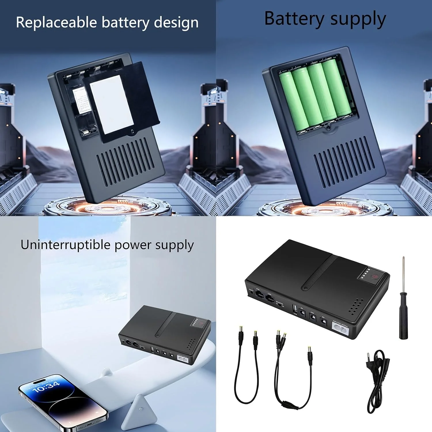 آداپتور منبع تغذیه بدون وقفه قابل حمل 5 ولت 9 ولت 12 ولت برای روتر وای فای، دوربین، آداپتور پشتیبان برق