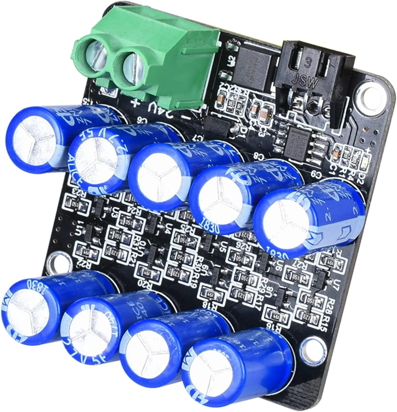 ماژول برق BTT UPS 24V V1.0 برای پرینترهای سه بعدی، 52.53x50 میلی متر، 9 خازن، ورودی DC24V، ولتاژ منطقی 3.3V/5V، سازگار با سری 3