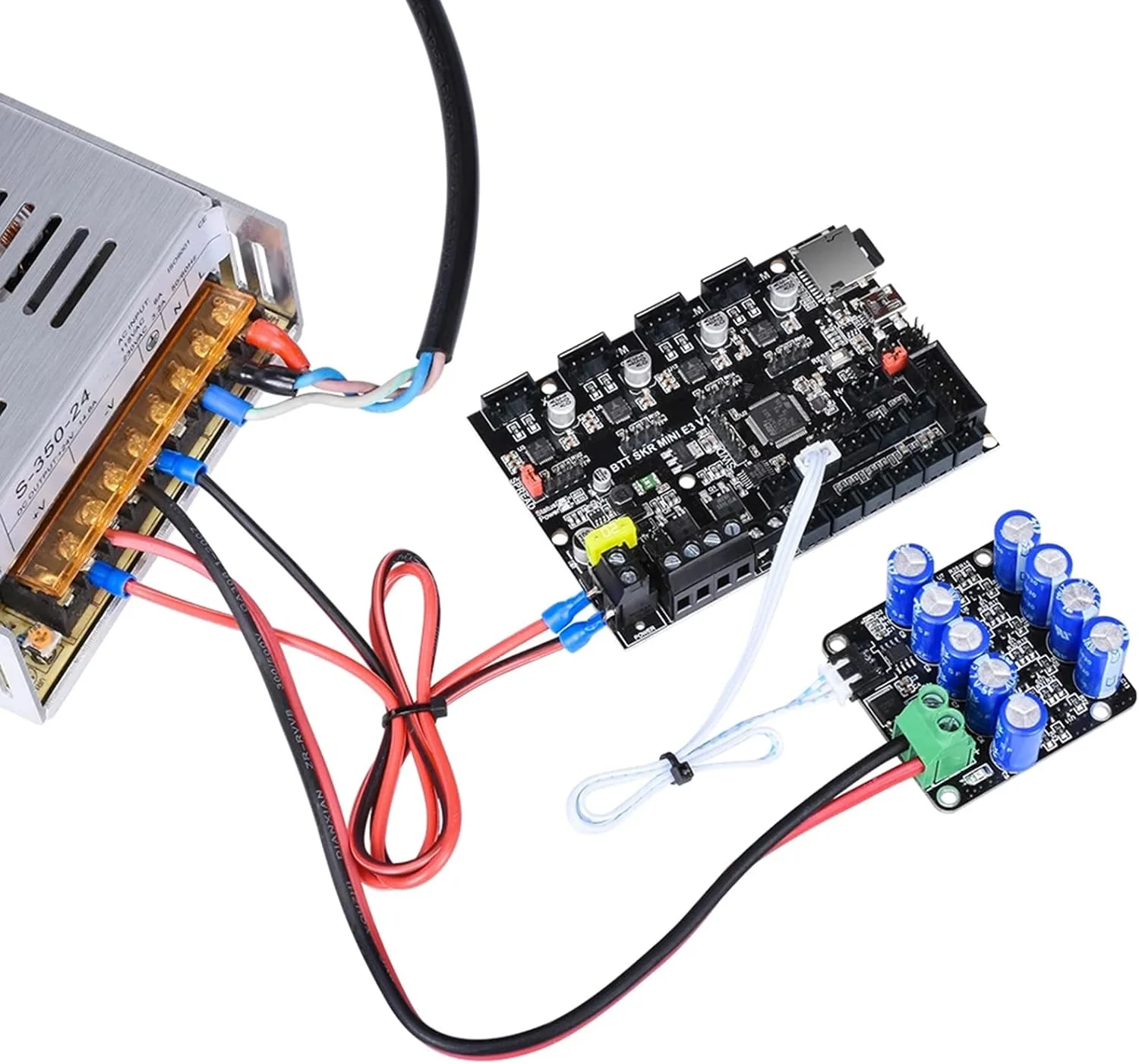 ماژول برق BTT UPS 24V V1.0 برای پرینترهای سه بعدی، 52.53x50 میلی متر، 9 خازن، ورودی DC24V، ولتاژ منطقی 3.3V/5V، سازگار با سری 3