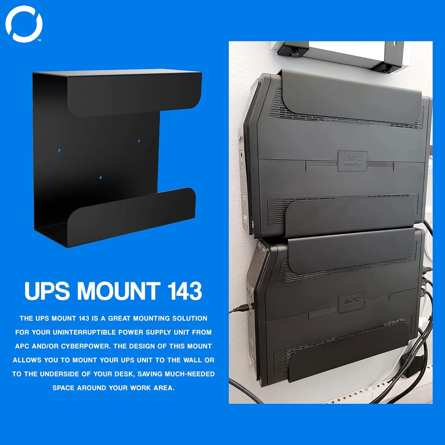 نگهدارنده یو پی اس 143 (تکی) | نگهدارنده دیواری برای یو پی اس | سازگار با APC و CyberPower | 27x11x28 سانتی متر | ساخت آمریکا | Oeveo