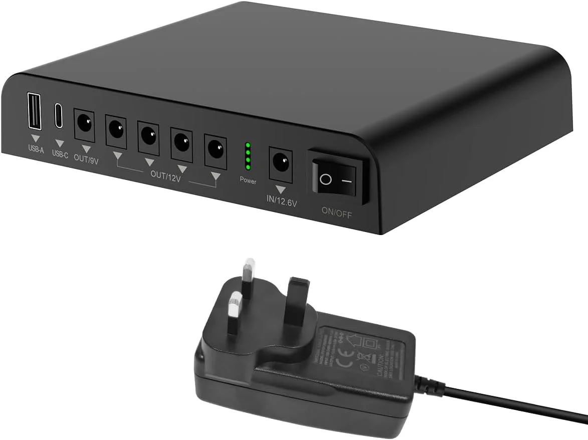 منبع تغذیه پشتیبان TalentCell Mini UPS، باتری لیتیوم یونی 27000mAh 98Wh با خروجی DC 12V/9V/5V برای روتر بی‌سیم، مودم، چراغ LED، دوربین مداربسته، تلفن هوشمند و موارد دیگر