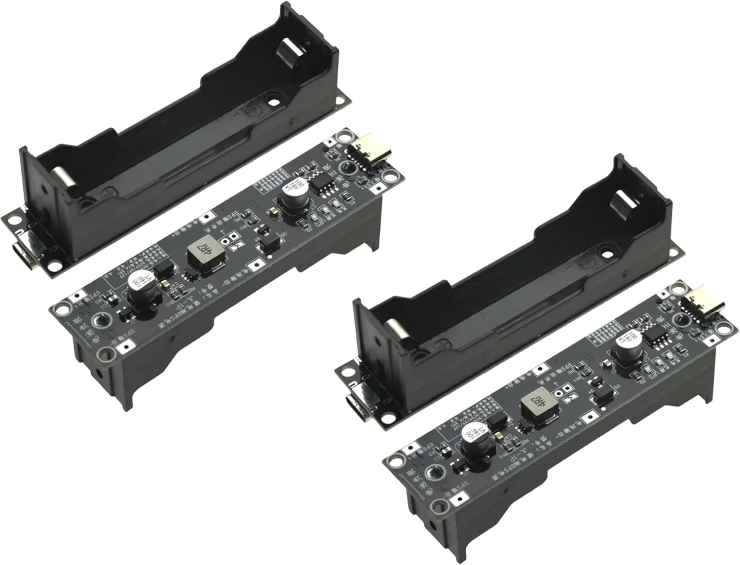 دو عدد ماژول منبع تغذیه بدون وقفه USB Type-C 5V با شارژر باتری لیتیومی 18650