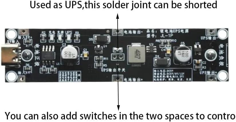 ماژول منبع تغذیه بدون وقفه UPS با پورت میکرو USB 5V و شارژر باتری لیتیومی 18650
