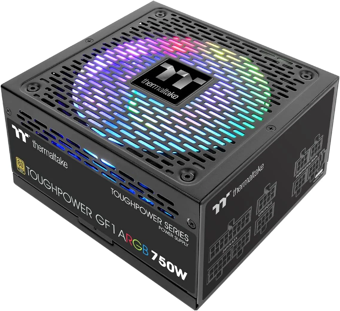 منبع تغذیه کامپیوتر ترمالتیک مدل Toughpower Grand RGB Gold Series GF1 ARGB 750W، کاملا ماژولار، رنگ مشکی