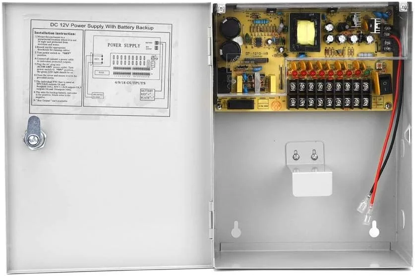 منبع تغذیه کنترل دسترسی Vikye مدل 12V 10A UPS با عملکرد خاموش شدن تاخیری و جعبه تعویض برق