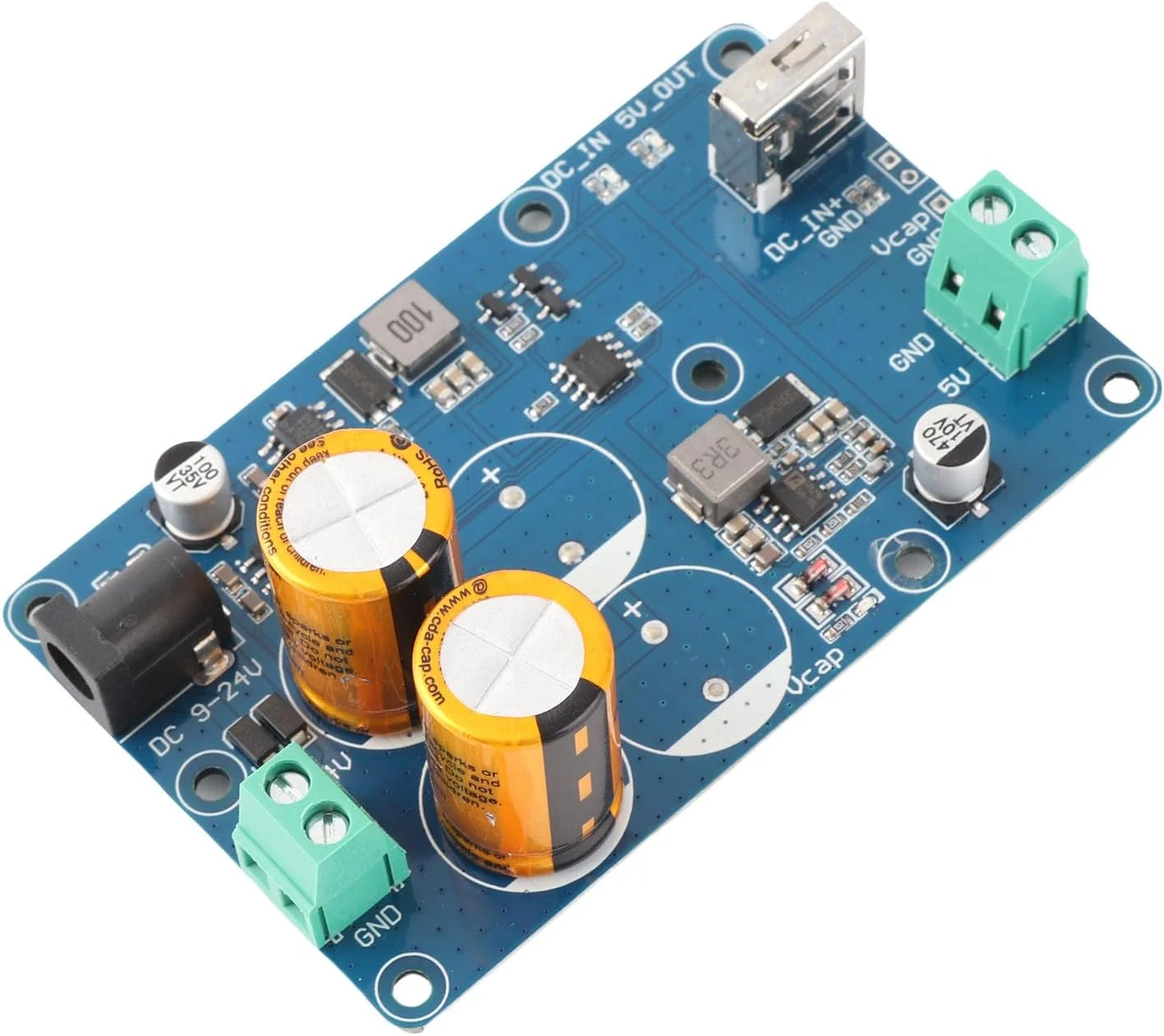 منبع تغذیه بدون وقفه، ترمینال USB 2.0 KF128 ورودی DC9-24V با قابلیت اطمینان بالا خروجی 5V3A خازن فوق العاده UPS برای RPI (2S)